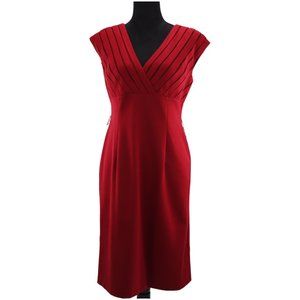 Adrianna Papell Women's Ponte V Neck Sleeveless Dress Burgundy Size 10 NWT